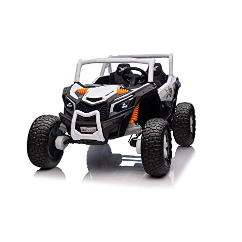 Nitoess 2023 New XXXL 24V Ride on UTV for Kids 2 Seater, 4x4 Ride On Buggy Power 2WD/4 Wheeler 380W Motor with Remote Control, 3-12yrs Electric car w/EVA Rubber Tires Bluetooth/AUX/TF Slot(White)