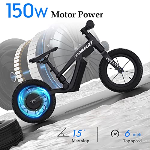 TODIMART Electric Bike for Kids Ages 3-5 Years Old,Electric Balance Bike for Kids 12 Inch Tire,No Pedal Kids Electric Bike 22V 2.5Ah 150W Motor 6 Mph,E-Bike for Boys Girls
