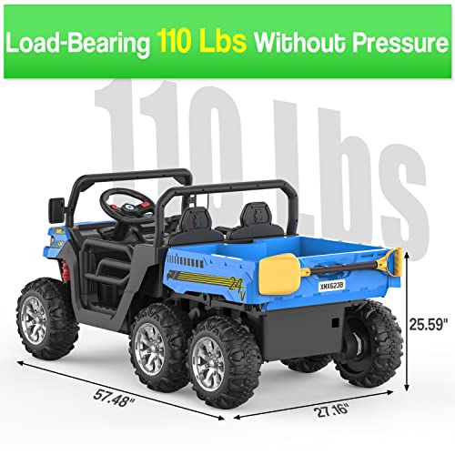 Ride On Dump Truck for Kids Ride On Car with Remote Control Electric UTV Vehicles with Electric Dump Bed, 4WD Power Ride-on 6 Wheels Ride On Toys for Boys Girls (Blue)