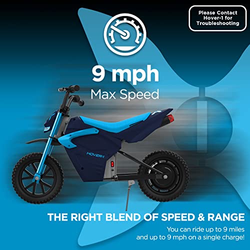 Hover-1 E-Track Electric Dirt Bike | 9MPH Top Speed, 9 Mile Range, 4HR Quick Charge,12" Air-Filled Tires, 120LB Max Weight, 2.25ft Tall, UL Certified & Tested - Safe for Kids & Teens, Red