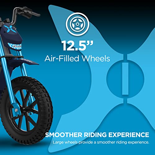 Hover-1 E-Track Electric Dirt Bike | 9MPH Top Speed, 9 Mile Range, 4HR Quick Charge,12" Air-Filled Tires, 120LB Max Weight, 2.25ft Tall, UL Certified & Tested - Safe for Kids & Teens, Red