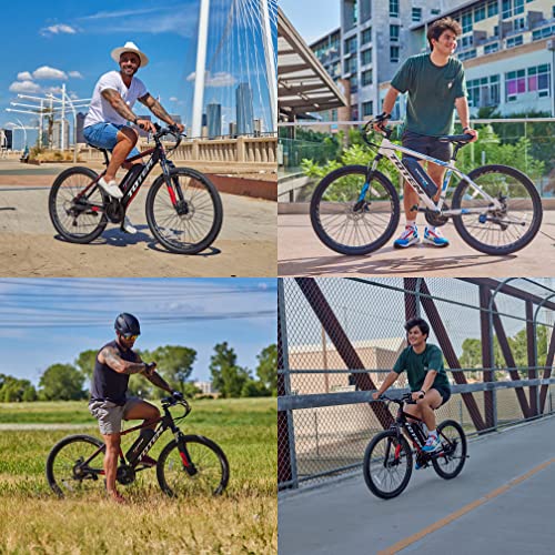 Totem Electric Bike for Adults 26”, Electric Mountain Bicycle 350W Motor, 20MPH Victor 2.0 with 36V 10.4Ah Removable Battery, E-MTB with Shimano 21 Speed Gears, Upgraded Adjustable stem-White