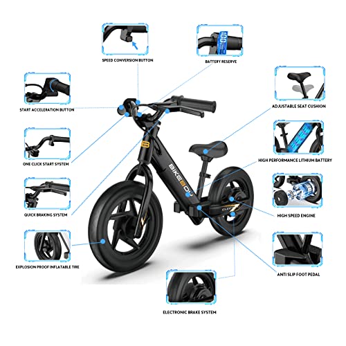 BIKEBOY Electric Balance Bike Kids Electric Bike for Ages 3-5years Old,24v 100w Motor,With12-Inch Pneumatic Tires, Rear Wheel Brake,Adjustable Speed,Dazzling Electric Motorcycle for Kids