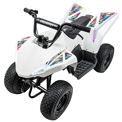 Phantomgogo Hyper Quad Electric Ride-On ATV 4 Wheeler for Kids 36v 350W Brushed Motor Outdoor Off-Road Go Cart Dirt Bike (White)