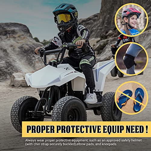 Phantomgogo Hyper Quad Electric Ride-On ATV 4 Wheeler for Kids 36v 350W Brushed Motor Outdoor Off-Road Go Cart Dirt Bike (White)