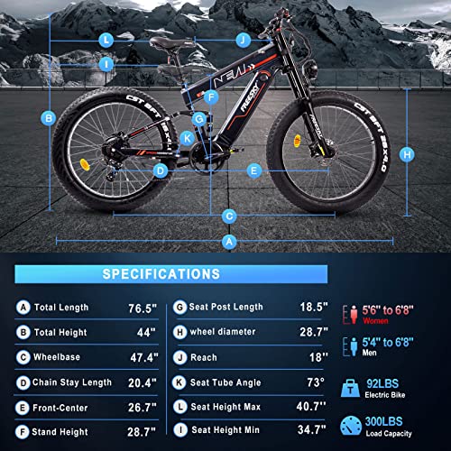 FREESKY Electric Bike for Adults, 1000W BAFANG Motor Dual Battery 26”Fat Tire Electric Bike, Full Suspension Dual Hydraulic Brakes E Mountain Bike 35mph 60-110 Miles Long Range Fast Ebikes