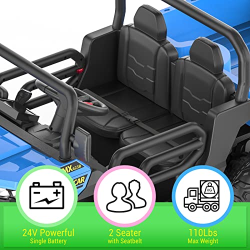 Ride On Dump Truck for Kids Ride On Car with Remote Control Electric UTV Vehicles with Electric Dump Bed, 4WD Power Ride-on 6 Wheels Ride On Toys for Boys Girls (Blue)