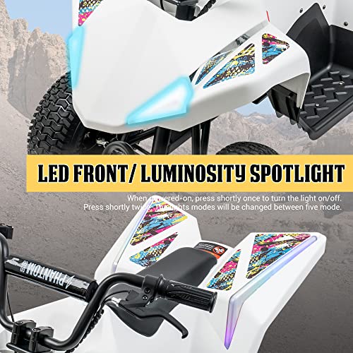 Phantomgogo Hyper Quad Electric Ride-On ATV 4 Wheeler for Kids 36v 350W Brushed Motor Outdoor Off-Road Go Cart Dirt Bike (White)