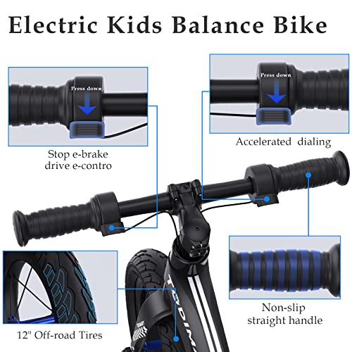 TODIMART Electric Bike for Kids Ages 3-5 Years Old,Electric Balance Bike for Kids 12 Inch Tire,No Pedal Kids Electric Bike 22V 2.5Ah 150W Motor 6 Mph,E-Bike for Boys Girls