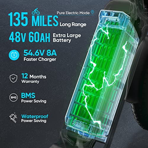 eAhora Juliet 60Ah 1000W Electric Bike for Adults Long Range Electric Bike 20 * 4.0 Fat Tire Electric Bike Full Suspension Electric Mountain Bike,Color Display (Green)