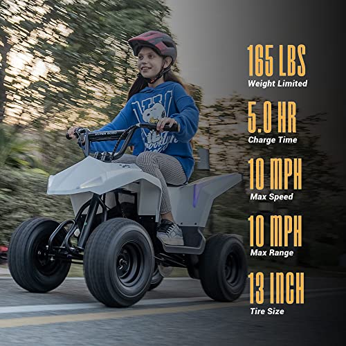 Phantomgogo Hyper Quad Electric Ride-On ATV 4 Wheeler for Kids 36v 350W Brushed Motor Outdoor Off-Road Go Cart Dirt Bike (White)