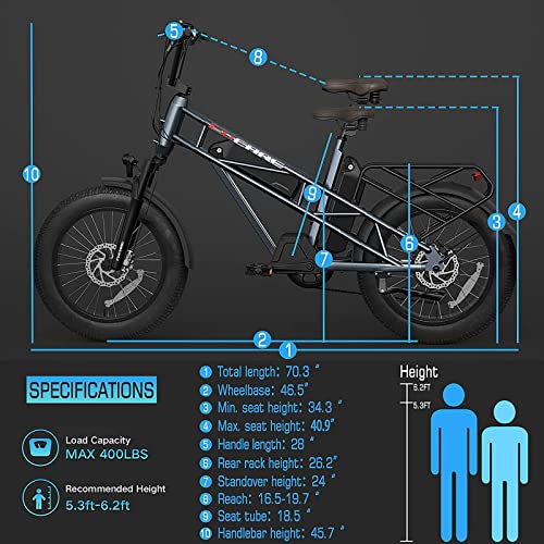 Fucare Electric Bike,Gemini/Gemini X Dual Battery 20.8AH(30AH) 750W 48V,Electric Bike for Adults,31MPH Max Speed,70-80(100-120) Miles,5.3" Display,Shimano 7 Speed,20''×4.0'' All Terrain Electric Bike