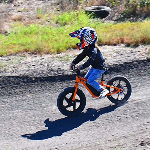 Massimo Motor 24V 350w Electric Balance Bike, Dirt Bike for Kids E13 w/Adjustable Seat Height 16" Large Wheel Aluminum Body Frame Up to 6 Hours Long Range Metal Rear Rim(Black)