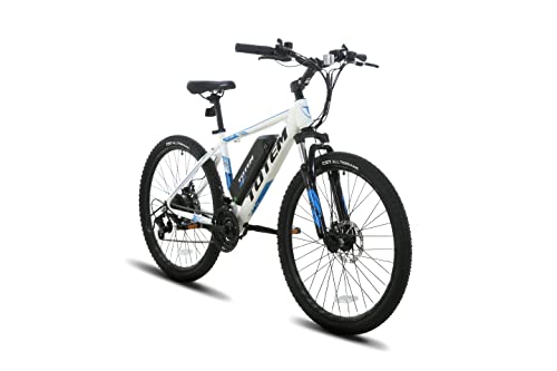 Totem Electric Bike for Adults 26”, Electric Mountain Bicycle 350W Motor, 20MPH Victor 2.0 with 36V 10.4Ah Removable Battery, E-MTB with Shimano 21 Speed Gears, Upgraded Adjustable stem-White