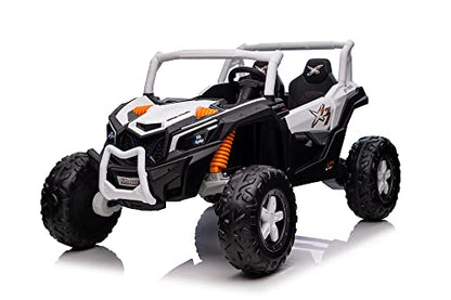 Nitoess 2023 New XXXL 24V Ride on UTV for Kids 2 Seater, 4x4 Ride On Buggy Power 2WD/4 Wheeler 380W Motor with Remote Control, 3-12yrs Electric car w/EVA Rubber Tires Bluetooth/AUX/TF Slot(White)