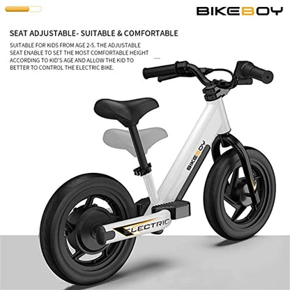 BIKEBOY Electric Balance Bike Kids Electric Bike for Ages 3-5years Old,24v 100w Motor,With12-Inch Pneumatic Tires, Rear Wheel Brake,Adjustable Speed,Dazzling Electric Motorcycle for Kids