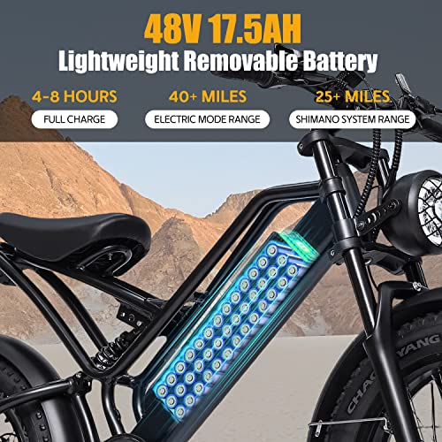 SMARTRAVEL Electric Bike 20" Fat Tire Electric Bike for Adults 1200W Electric Bicycles with 48V 17.5Ah Battery Shimano 7 Speed Gears 28MPH Ebike for Commute Mountain Beach Snow DK400