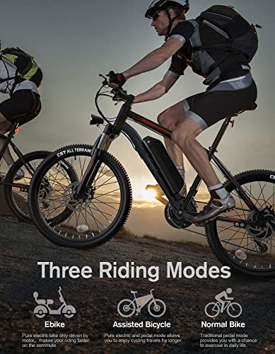 TotGuard Electric Bike, Electric Bike for Adults 26'' Ebike with 350W Motor, 19.8MPH Electric Mountain Bike with Lockable Suspension Fork, Removable 36V/10.4Ah Battery, Professional 21 Speed Gears