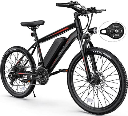 TotGuard Electric Bike, Electric Bike for Adults 26'' Ebike with 350W Motor, 19.8MPH Electric Mountain Bike with Lockable Suspension Fork, Removable 36V/10.4Ah Battery, Professional 21 Speed Gears