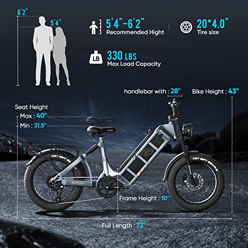eAhora Juliet 60Ah 1000W Electric Bike for Adults Long Range Electric Bike 20 * 4.0 Fat Tire Electric Bike Full Suspension Electric Mountain Bike,Color Display (Green)