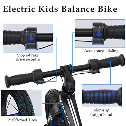 TODIMART Electric Bike for Kids Ages 3-5 Years Old,Electric Balance Bike for Kids 12 Inch Tire,No Pedal Kids Electric Bike 22V 2.5Ah 150W Motor 6 Mph,E-Bike for Boys Girls