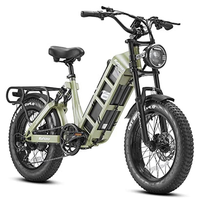 eAhora Juliet 60Ah 1000W Electric Bike for Adults Long Range Electric Bike 20 * 4.0 Fat Tire Electric Bike Full Suspension Electric Mountain Bike,Color Display (Green)