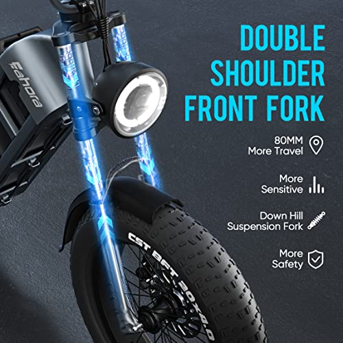 eAhora Juliet 60Ah 1000W Electric Bike for Adults Long Range Electric Bike 20 * 4.0 Fat Tire Electric Bike Full Suspension Electric Mountain Bike,Color Display (Green)