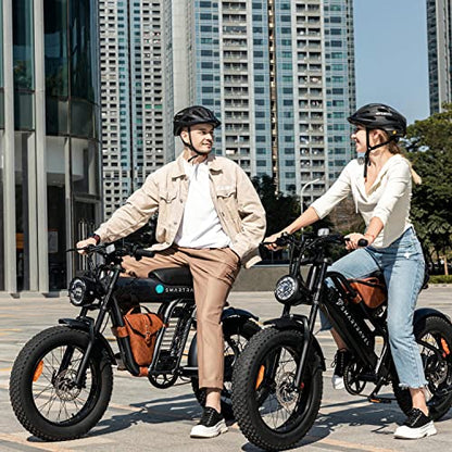SMARTRAVEL Electric Bike 20" Fat Tire Electric Bike for Adults 1200W Electric Bicycles with 48V 17.5Ah Battery Shimano 7 Speed Gears 28MPH Ebike for Commute Mountain Beach Snow DK400